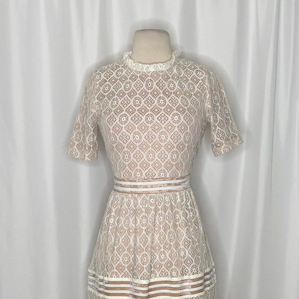 NWT BALTIC BORN Windsor Lace Midi Dress Ivory Nude Feminine Romantic Small - Picture 4 of 16